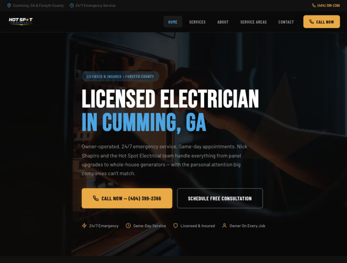 Hot Spot Electrical website